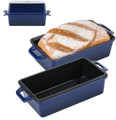 Northriver Casting Padella per pane in ghisa smaltata, 22,7 x 12,7 cm, blu navy