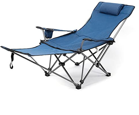 Chaise de camping pliante d'extérieur avec repose-pieds amovible réglable pour la pêche et les pique-niques portable 2 en 1