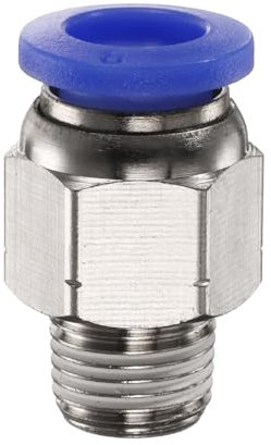 QUARKZMAN Push to Connect Fitting 8mm Tube OD x 1/8 NPT Thread Male Straight Quick Connector Copper Air Line Hose Fittings for Industry Air System PC8-N01, Blau