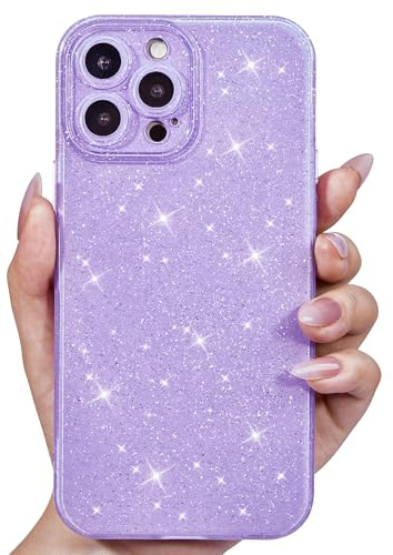 Svanove for iPhone 14 Pro Max Case Glitter, Sparkly Girly Cute Bling Sparkle Shiny Shimmer Bright Phone Case for Women, Glittery Thin Slim Jelly Soft Silicone Rubber Gel Plastic Cover, Purple Lavender