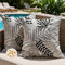 Jayusaror Outdoor Kissenbezug 40x40 cm Schwarz Grau Kissenhülle Wetterfest Sofakissen Gartenkissen Sommer Tropische Blätter Deko Kissen Kissenbezüge für Sofa Garten Deko 2er Set