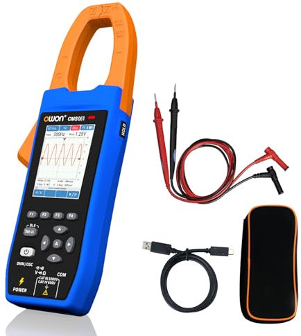 OWON CMS061 - Pinza amperométrica AC/DC 600 A, función de escritura, función de cabezal oscilante 3 en 1, 20000, cuenta True RMS, función de alarma, función NCV pinza amperométrica Bluetooth para