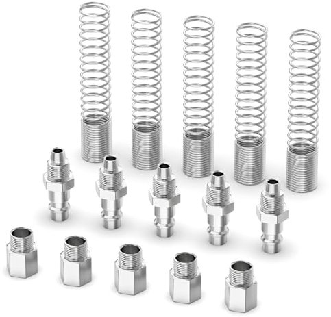 ERGAOBOY 5 pezzi di accoppiamento aria industriale maschio e kit di spine per 8MM OD x 5MM ID tubo, linea aria caricata a molla collegamento rapido tubo compressore pneumatico raccordi