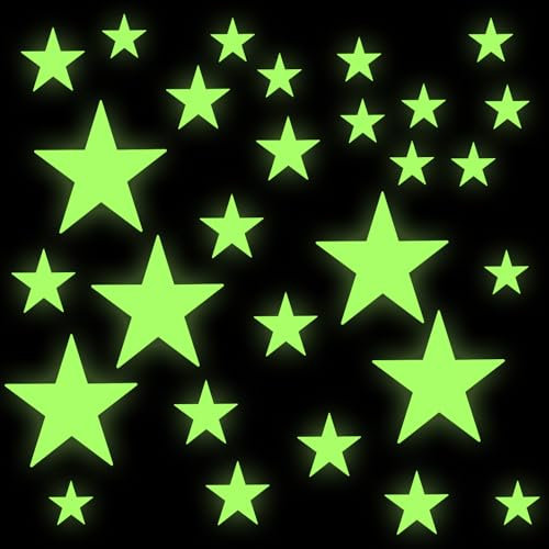 27 Stück Leuchtsterne Groß Leuchtende Stern Aufkleber Leuchtsterne Selbstklebend Sternenhimmel Wandsticker 3 Größen für Wände und Decken Deko