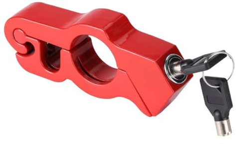 DCAJHSD Lucchetto per Moto per Vespa Primavera 125 2014-2022,Lucchetto Antifurto Durevole Moto Lucchetto Manubrio Lucchetto Freno Acceleratore Antifurto Accessori,Red