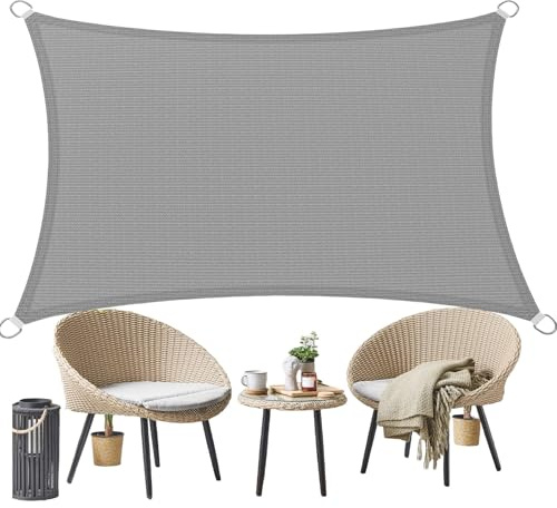 Voile Ombrage 80 x 150 cm 95% UV Protection, Résistant, Protection Solaire, Rectangulaire Toile Ombrage Extérieure avec Corde pour Jardin Patio Extérieur Terrasse Pergola, Gris Clair