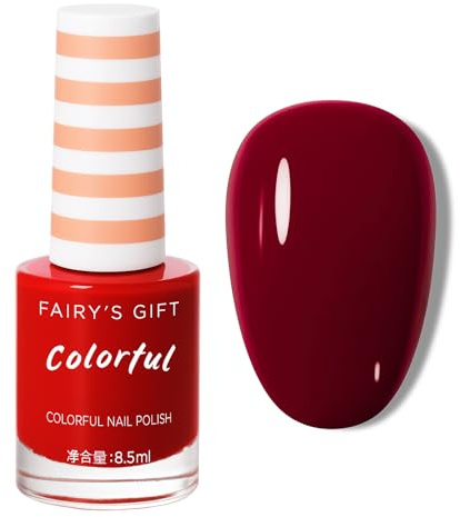 Red Nail Polish,Quick Dry Burgundy Nail Polish,Classic Dark Red Nail Varnish,Long Lasting Quick Dry Wine Red Nail Varnish,Cherry Paint No UV Needed, Chip Resistant for DIY Manicure