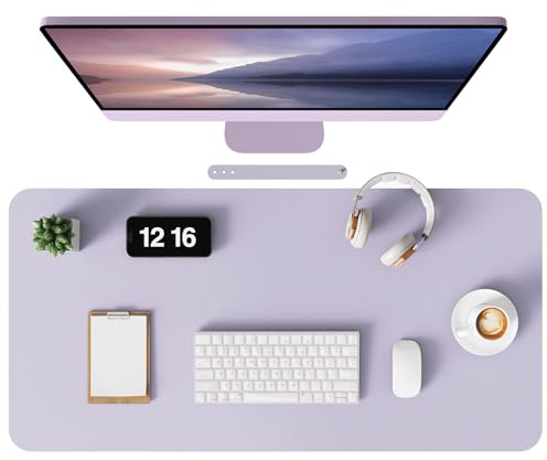 MOLMO Non-Slip Desk Mat, Waterproof Desk Pad Table Protector, Easy Clean Laptop Mat Large Mouse Pad Leather Writing Mat with Suede for Office/Home/Decor (Pale Purple, 60 x 35 cm)