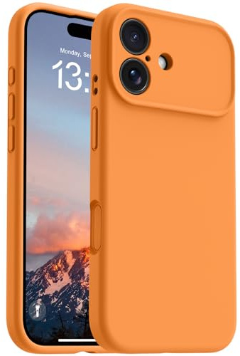 OTOFLY Schutzhülle für 17, kompatibel mit Magsafe Slim, Flüssigsilikon, weiche Gel-Gummi-Hülle, stoßfeste Schutzhülle mit kratzfestem Mikrofaserfutter (Orange, iPhone 17)