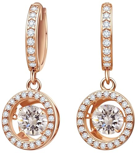 Orecchini con ciondolo in moissanite da 0,8 carati con diamanti in moissanite, creati in laboratorio, placcati in oro rosa 18 carati, orecchini alla moda per regalo di gioielleria.