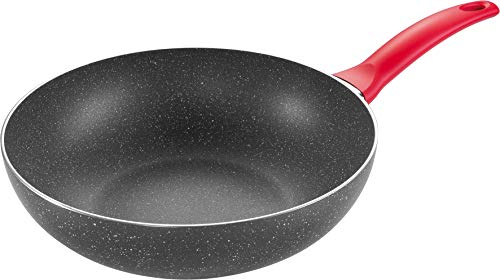 Tescoma Wok Antiaderente Due Induzione, Rivestimento, Manico Rosso, 28 cm