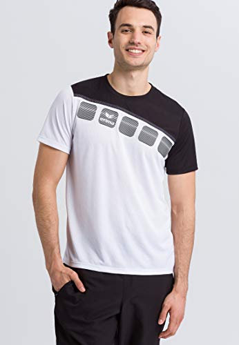 Erima Herren 5-C T-Shirt, weiß/schwarz/dunkelgrau, L