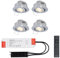 HOFTRONIC - Einbaustrahler Feuchtraum Badezimmer 12V Terrassenüberdachung IP44 Wasserdicht | 4x3W | 4x200 Lumen Warmweiß lichtfarbe Dimmbar Schwenkbar mit RF-Fernbedienung 3W Mini LED Einbaustrahler