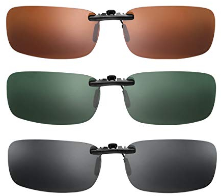 VOSAREA Polarisierte Sonnenbrille Clip, 3 Stück Polarisierte Sonnenbrille Aufsatz Clip-on Brille mit Flip-up Frauen und Männer Polarisierte Clip für Freien Fahren Angeln