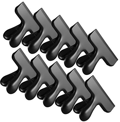 IPOW 10 PCS Pince Sachet Acier Inoxydable Clips de Fermeture Conservation Alimentaire pour Fermer Emballage Alimentaire Fermer Sachets Parfait Utiliser à Cuisine Home ou Fourniture de Bur Noir