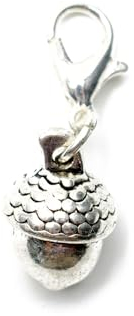 Miniblings Eichel Charm Haselnüsse Nuss Nüsse Eicheln Eiche Wald Natur Silber - Zipper Pull - Handmade Modeschmuck I Kettenanhänger versilbert - Bettelanhänger Bettelarmband - Anhänger für Armband