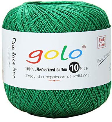 golo Häkelgarn Größe 10 für handgestricktes Häkelgarn Baumwolle häkelgarn (Grün-699)