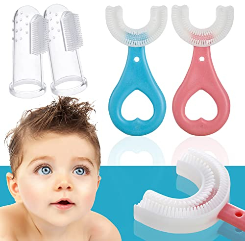 6 Stück Zahnbürste Kinder U Förmige Kinderzahnbürste Alle Abgerundeten 360° Lebensmittelqualität Silikonbürstenkopf Baby Zahnbürste (4 Stück(2-6))