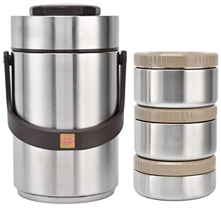 Fiambrera aislante, Delaman 304 Acero inoxidable 2.3L Gran capacidad Aislamiento al vacío Bento Fiambrera 3 capas Contenedor de alimentos
