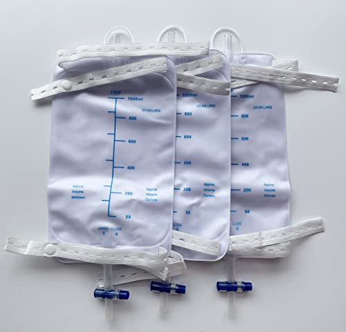 Bolsa de drenaje para piernas, bolsa de pierna urinaria, bolsa de incontinencia urinaria con diseño de doble vendaje y drenaje rápido y fácil, 32 onzas (1000 ml) (3)