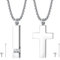 Milacolato 2 Pezzi Urna Collane per Ceneri Cremazione Memorial Acciaio Inossidabile Croce Cubo Ciondolo con Cubic Zirconia Intarsiato Ricordi Collana Lunghezza 56 CM