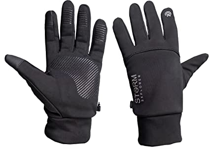 Storm Explorer - Softshell Handschuhe für Herren & Damen - Touchscreen Winterhandschuhe - Laufhandschuhe für Jogging - Fahrradhandschuhe in schwarz - Glove Modell „Arctic“ - L