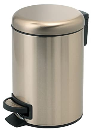 Kiamami Valentina Poubelle de Salle de Bains Ronde à pédale Papaye en Acier Inoxydable, 5 litres, à Fermeture Douce, de Couleur Or