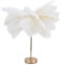 Fockety Straußenfeder-Tischlampe, G4-Glühbirnen, Feder-Nachttischlampe, Nachtlicht, Warmes Licht, Draht, Moderne Nachttischlampe, Gold-Finish, (Weiße Straußenfeder-Tischlampe – warmes