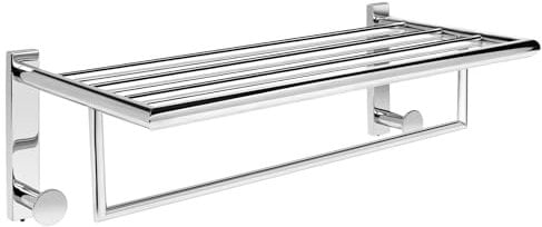 QL Portasciugamani Bagno da Parete,Mensola Porta Asciugamani con 2 Ganci,Acciaio Inossidabile 50cm,Argento