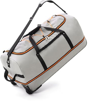 YHYEH 32''/80cm 110L Erweiterbare 140L Reisetasche mit 2 Inline-Rollen,Umwandelbare Große Wochenendtasche/Sporttasche mit Bungee-Cord-System,Grau