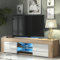 Creative Furniture TV Unit 130cm Oak Modern Stand White Gloss Doors Free LED, E046