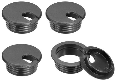 QUARKZMAN Cache-Trou de Câble Passe Cable Bureau, 4 Pièces 38mm/1-1/2 Pouces Cache-Trou de Câble en Abs pour Bureau, Organiseur de Câbles pour Ordinateur de Bureau, Noir