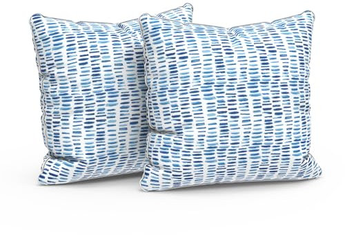 LVTXIII Pack of 2 Outdoor Throw Pillow Covers Accent Waterproof Pillow Covers ONLY, Patio Square Cushion Cases for Garden Balcony Couch Sofa Decoration 20x20 inch, Pebble Blue