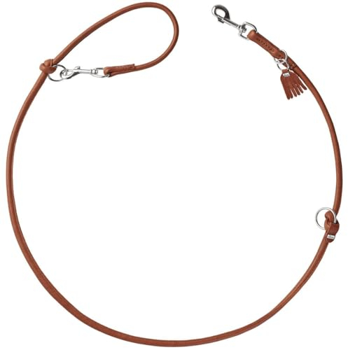 HUNTER Verstellbare Hundeführleine Round & Soft MÜNCHEN, Farbe: Cognac, Leder, rundgenäht, 3-Fach verstellbar, extra weich, luxuriös, ökologisch hergestellt, nachhaltig, Made in Germany, Größe: 8/200