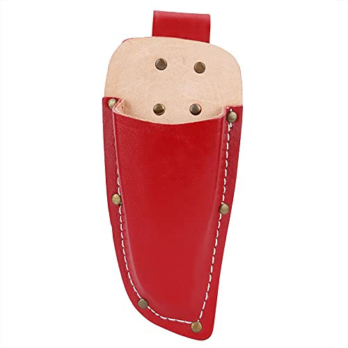 Leather Sheath Tool Holsters,Professional Garden Pruning Shear Pouch Bag,Cowhide Pliers Shears Scissors Cover Tool Bag for Pruning Shears Scissors or Garden Knife (Red)