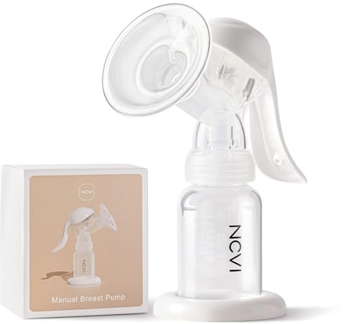 NCVI Tiralatte manuale per allattamento al seno capezzolo piccolo, flangia morbida in silicone da 20 mm, pompa singola manuale per latte materno 4 once, senza BPA con due tipi di aspirazione regolata,