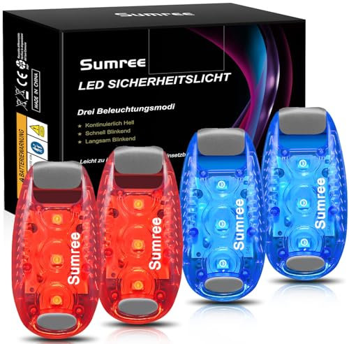 Sumree LED Blinklicht Schulranzen Sicherheitslicht 4er Set, Clip Sicherheit Licht Kinderwagen Licht Lauflicht Haustier Licht für Kinder Rucksack, Hunde Leuchtanhänger, Katzen, Jogger, Kinderwagen