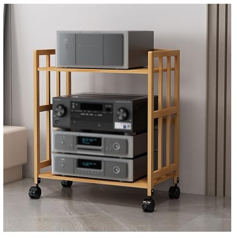 Petit support audio vidéo, meuble stéréo, lecteur DVD, CD, haut-parleur, amplificateur, récepteur, console de jeu, étagère, unité de rangement pour enregistrement de jeux (l - 50 cm - 2 niveaux)