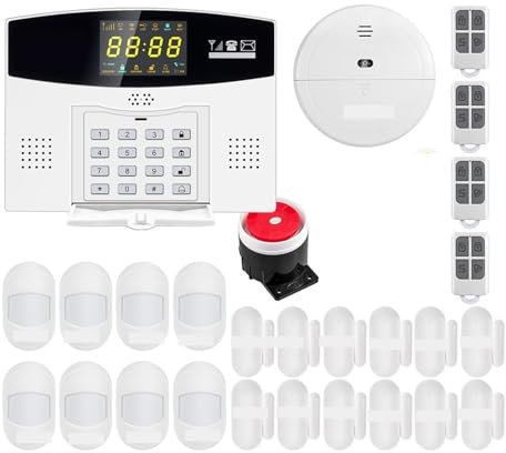 Système de sécurité Domestique, Système D'alarme Intelligent GSM, Anti-cambriolage sans Fil W214, Contrôle D'alarme De Sécurité for Maison Intelligente, Écran LCD, Caméra IP(Kit1)