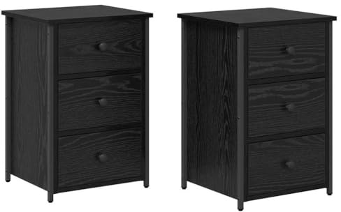 vidaXL Nachttisch 2 STK. Schwarz Eichen-Optik 40 x 36 x 60 cm