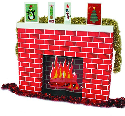 CI. Papel Corrugado, de tamaño Real, con diseño de Chimenea, Color Rojo