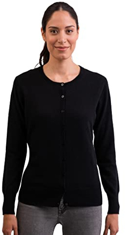 CASH-MERE.CH 100% Kaschmir Damen Pullover Cardigan Rundhalsausschnitt | Strickjacke Rundhalsausschnitt 2-fädig