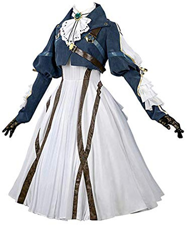 Nuoqi Violet Evergarden Cosplay Costume Womens Anime Uniform Dress Suit Outfit Dark Blue, Dark Blue, Medium