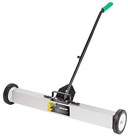TUFFIOM 36-Inch Rolling Magnetic Pick-Up Sweeper | 55-LBS Capacity, with Quick Release Latch & Adjustable Long Handle, for Nails Needles Screws Collection