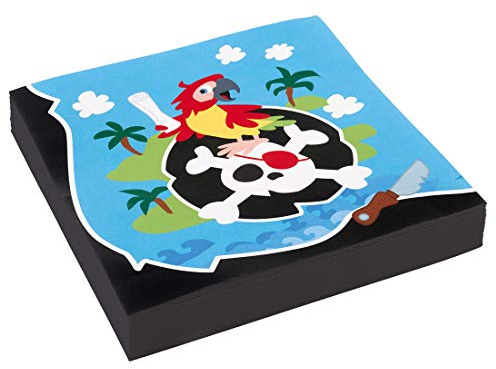 NET TOYS 20 farbenfrohe Servietten Pirat | 33 x 33 cm | Schöne Party-Deko Papierservietten Piratenparty geeignet für Geburtstagsfeier für Jungen & Kinderfest