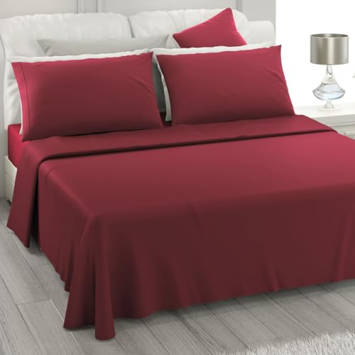 L'ANTICO ARCOLAIO - Lenzuola Matrimoniali Cotone 100% Completo con Federe Cuscini, Set Anallergico e Antiacaro, Colore Tinta Unita, Manifattura Made in Italy con Fibra Naturale