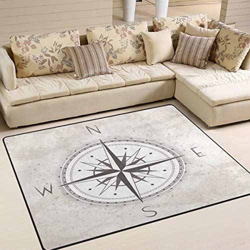Use7 Vintage Kompass Wind Rose Kunstwerk Bereich Teppich für Wohnzimmer Schlafzimmer 160 cm x 122 cm