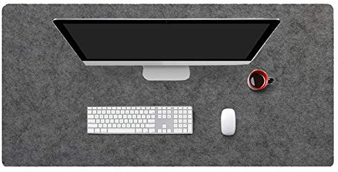 Insun Tapis de Souris en Feutre 2mm D'épaisseur Antidérapant Tapis de Bureau pour Les Jeux et Sous-main Bureau Gris foncé 70x30cm