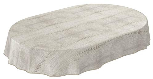 ANRO Abwaschbare Tischdecke Holz Braun – Oval mit Einfassung – Wachstuch mit Rand, pflegeleicht 200 x 140 cm (Oval)