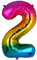 100CM Riesen Regenbogen Zahl 2 Folien Luftballons Number Mylar Helium Zahlenballon Hochzeit Geschenk-Deko Einhorn Geburtstag Party Dekoration für Mädchen Junge